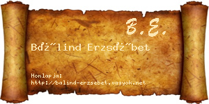 Bálind Erzsébet névjegykártya